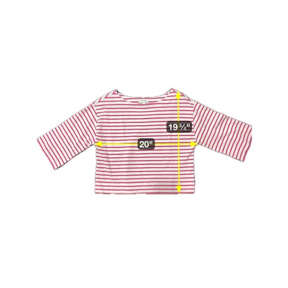 On 34th Striped 3/4 Sleeve Boat Neck Top Pink White Sz XS Cotton Essentials - Picture 8 of 11